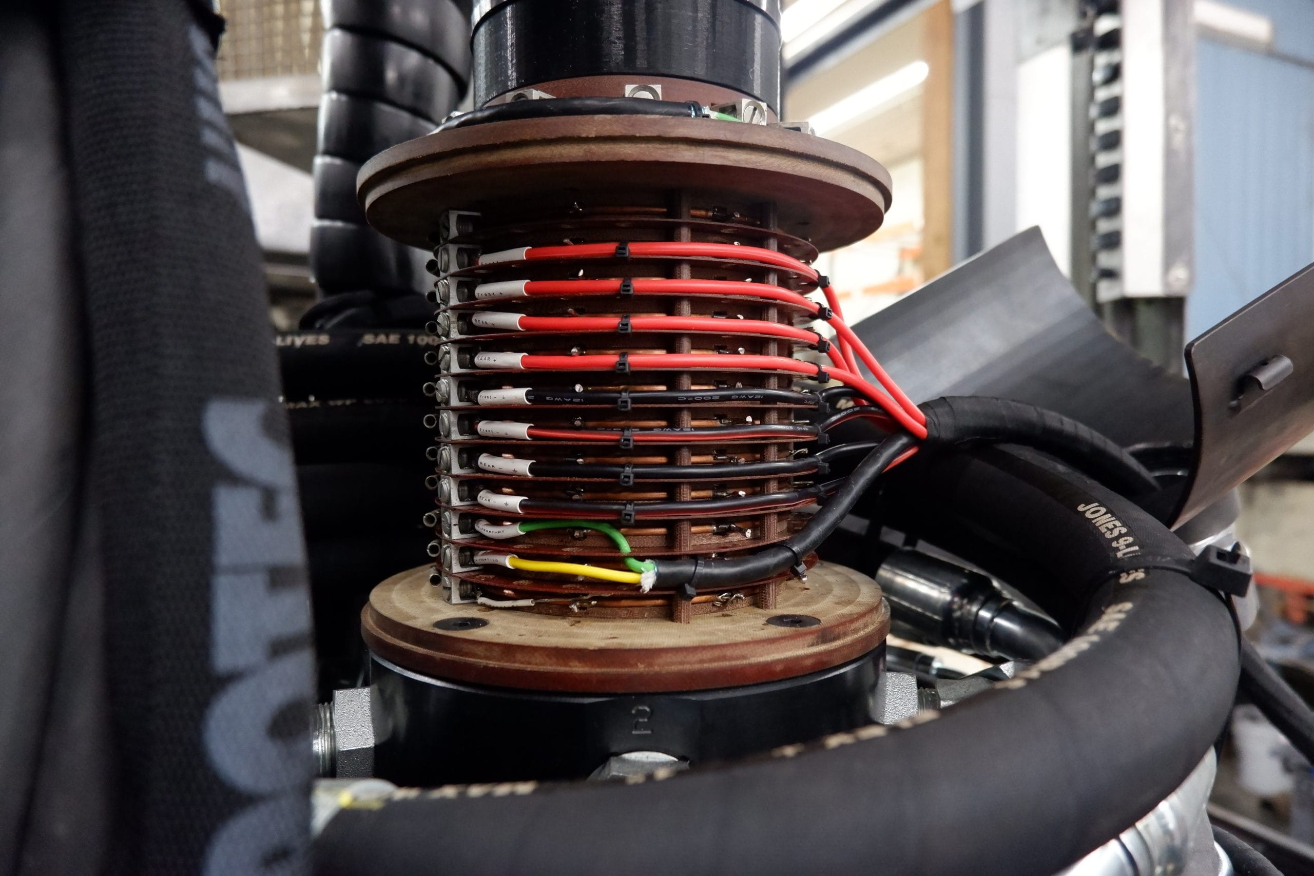 Electrical wires neatly organized in a new invention prototype
